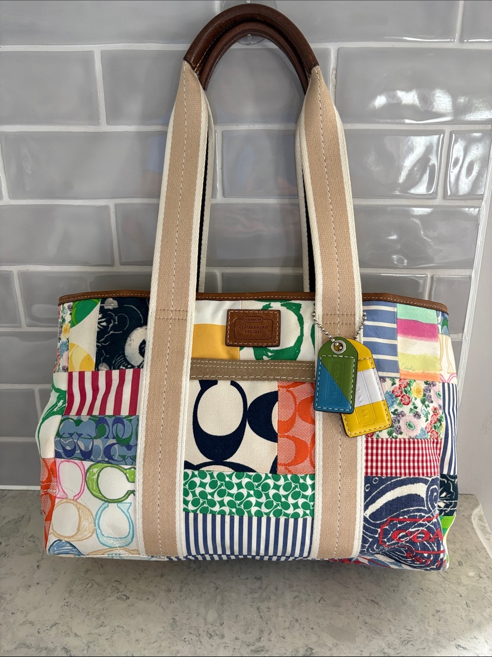Coach Y2K Hampton Patchwork 10444 duel handle Tote Bag Purse